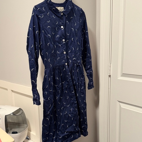 People Tree Dark Blue Crescent Pattern Dress - Picture 2 of 6